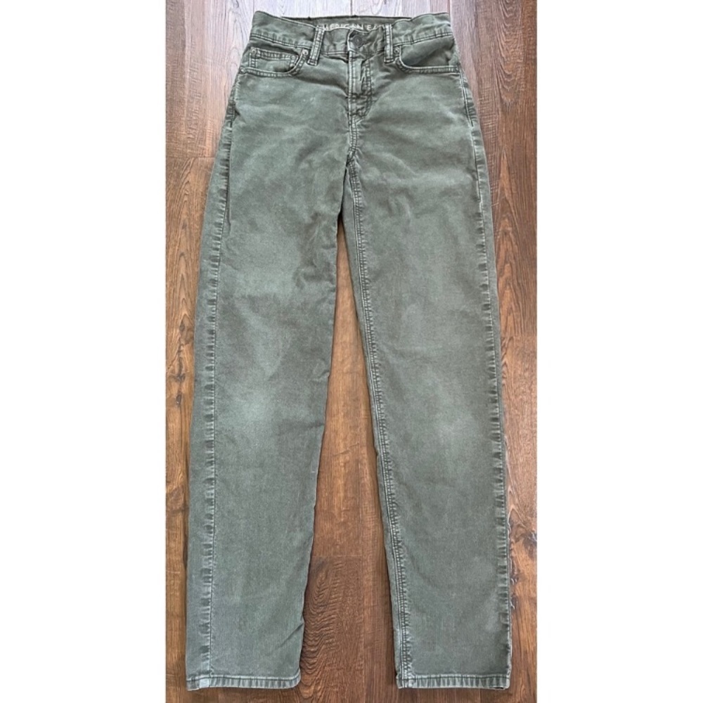American Eagle 90s straight corduroy pants olive green stretch, cotton, 24”, 000